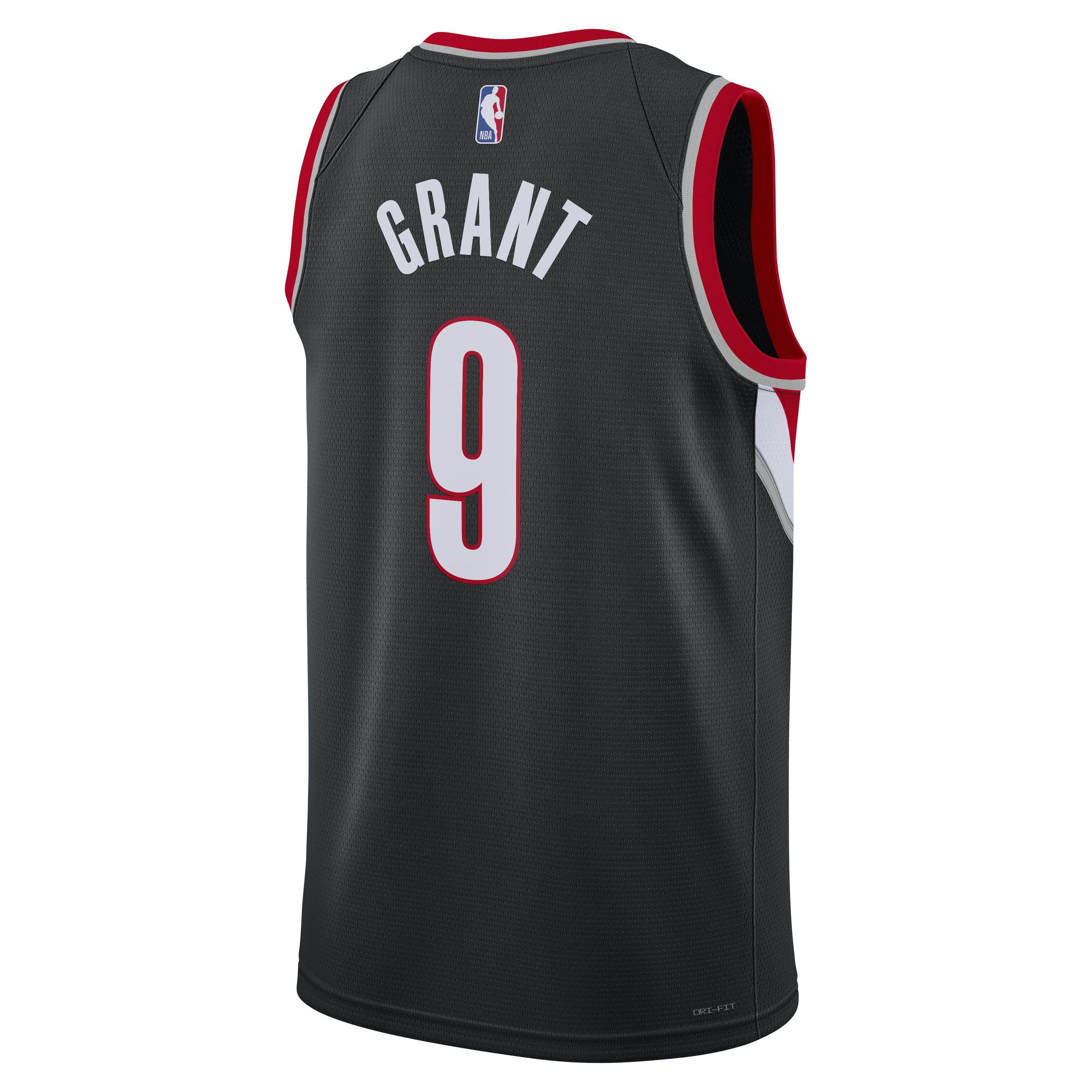 Nike Men's Portland Trail Blazers Dri-FIT NBA Swingman Icon 22 Road Jersey-Black/Grant